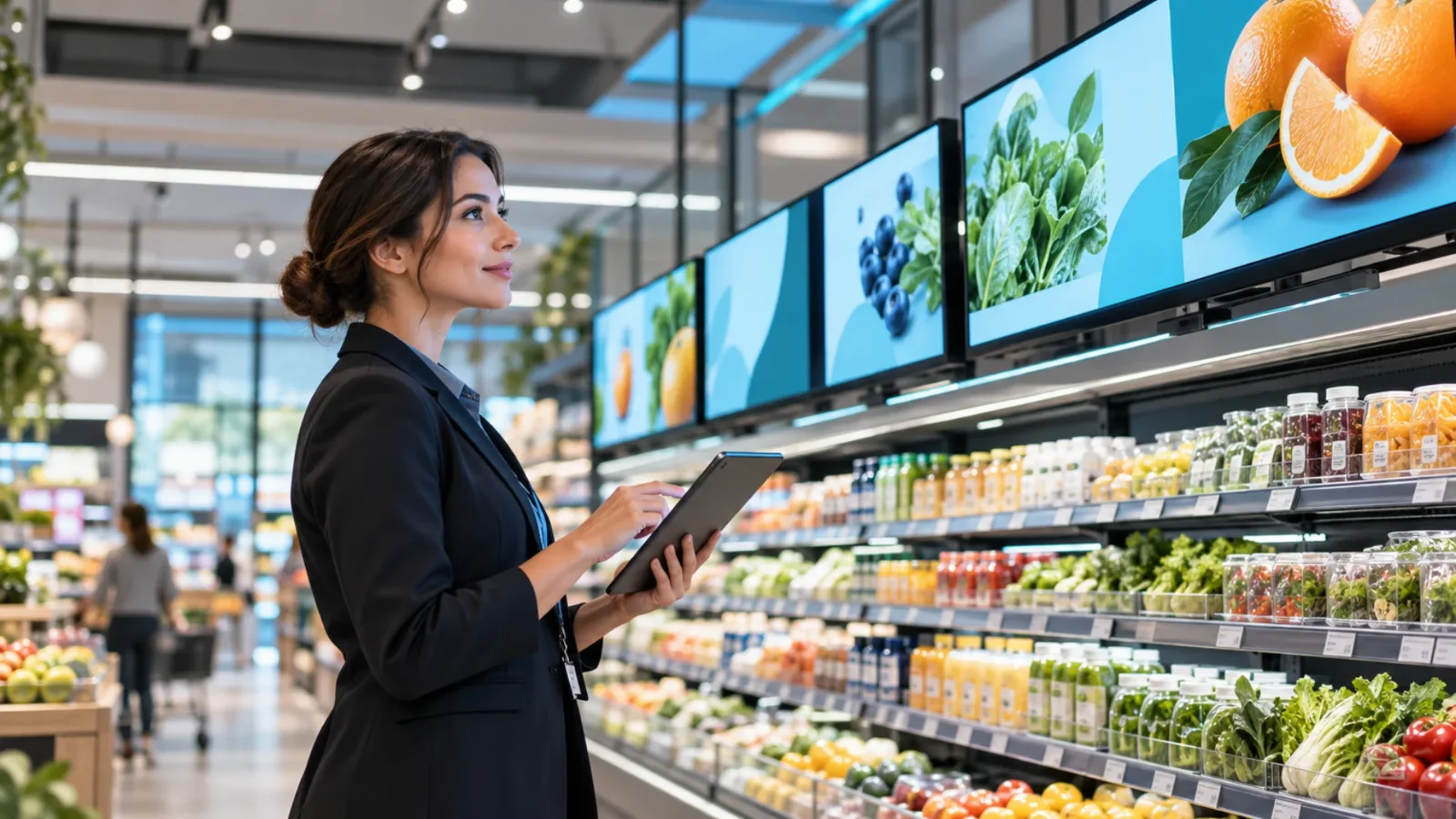 Retail in-store display being updated remotely from a cloud dashboard